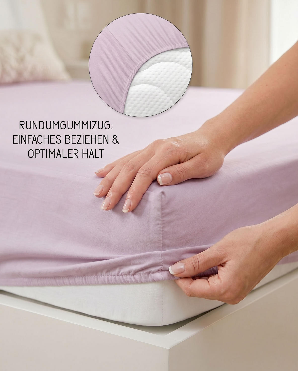SPANNBETTTUCH Premium Jersey flieder, 60x120 cm - 70x140 cm - Flieder, Textil (70/140cm) - biberna