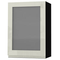 HÄNGESCHRANK Florence W2S/50 Schwarz / RAL 1013 perlweiß HG 50 / 32,5 / 72cm - Türanschlag links - Weiß Hochglanz/Schwarz, Holz/Holzwerkstoff (50/72/32.5cm) - Feldmann-Wohnen