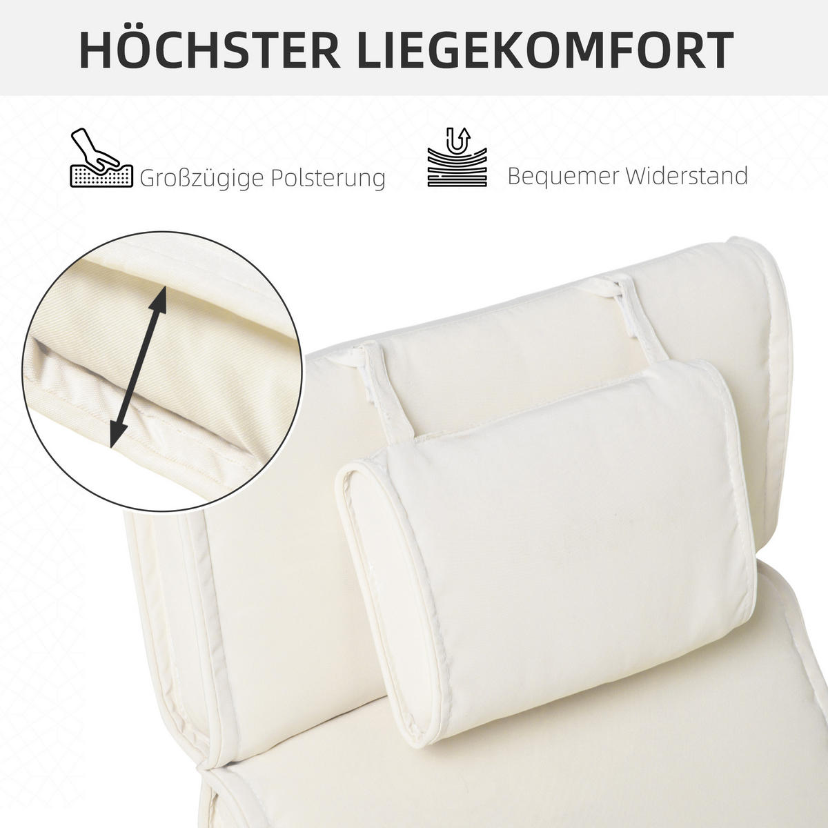 SITZKISSEN, Polyester, Cremeweiß - Creme, Naturmaterialen/Kunststoff (53/5/198cm) - Outsunny