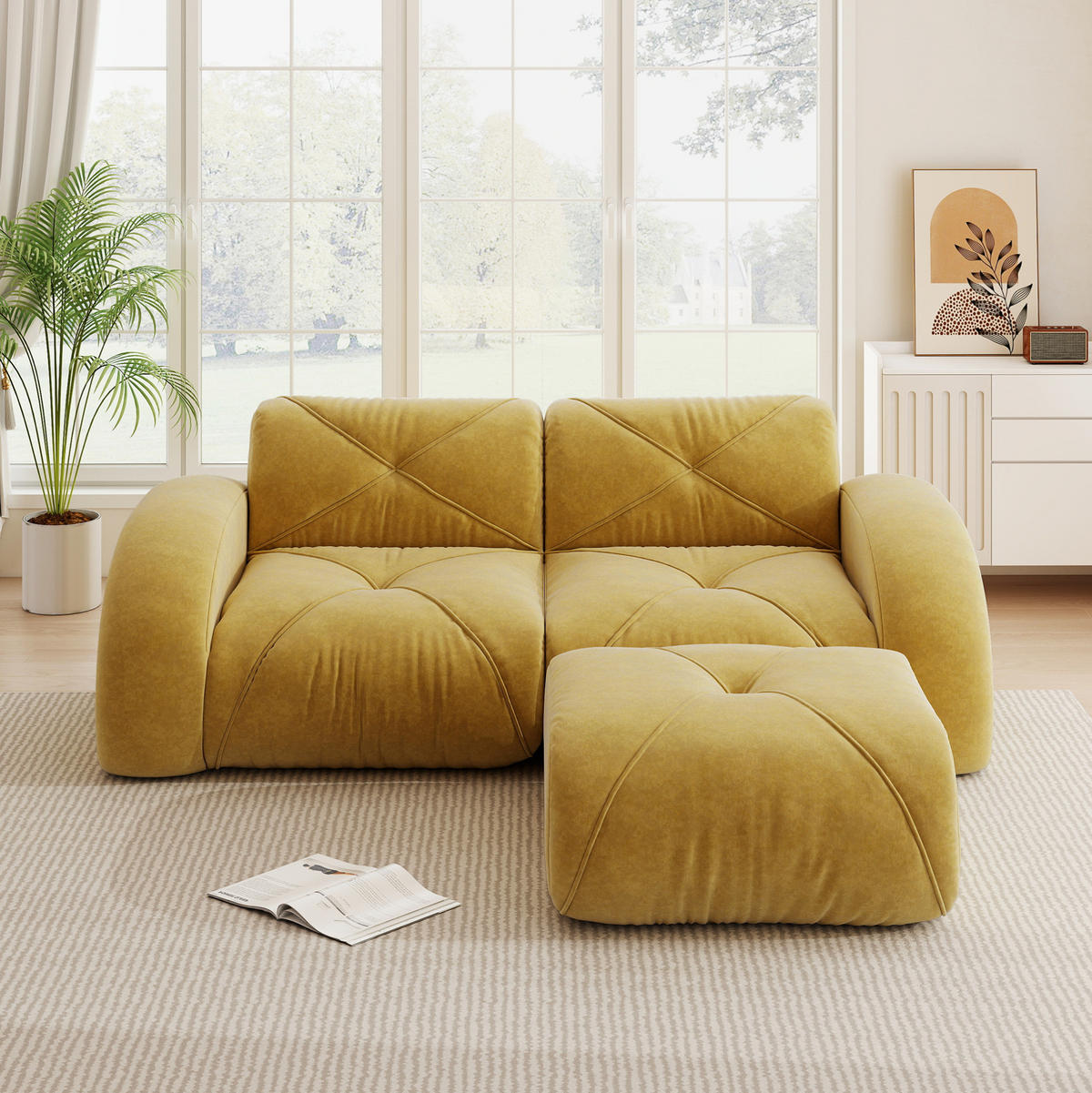 SOFA modular Chenille Gelb - Gelb, Kunststoff (171/204cm) - Meubliv