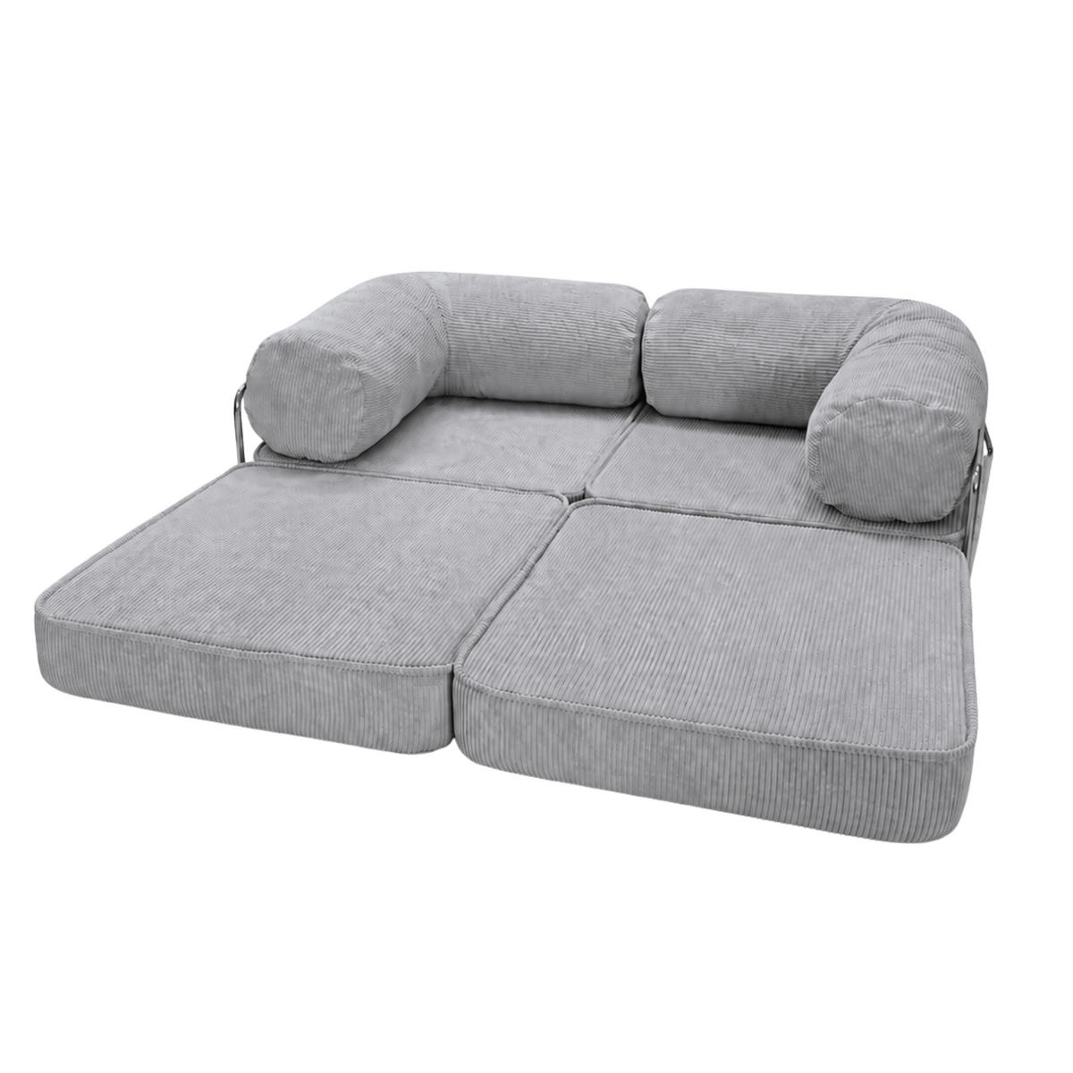 SOFA SURB Duo 100 Schlafsofa 2-Sitzer Grau 200/100 cm - Chromfarben/Grau, Textil/Metall (200/70/100cm) - SURB