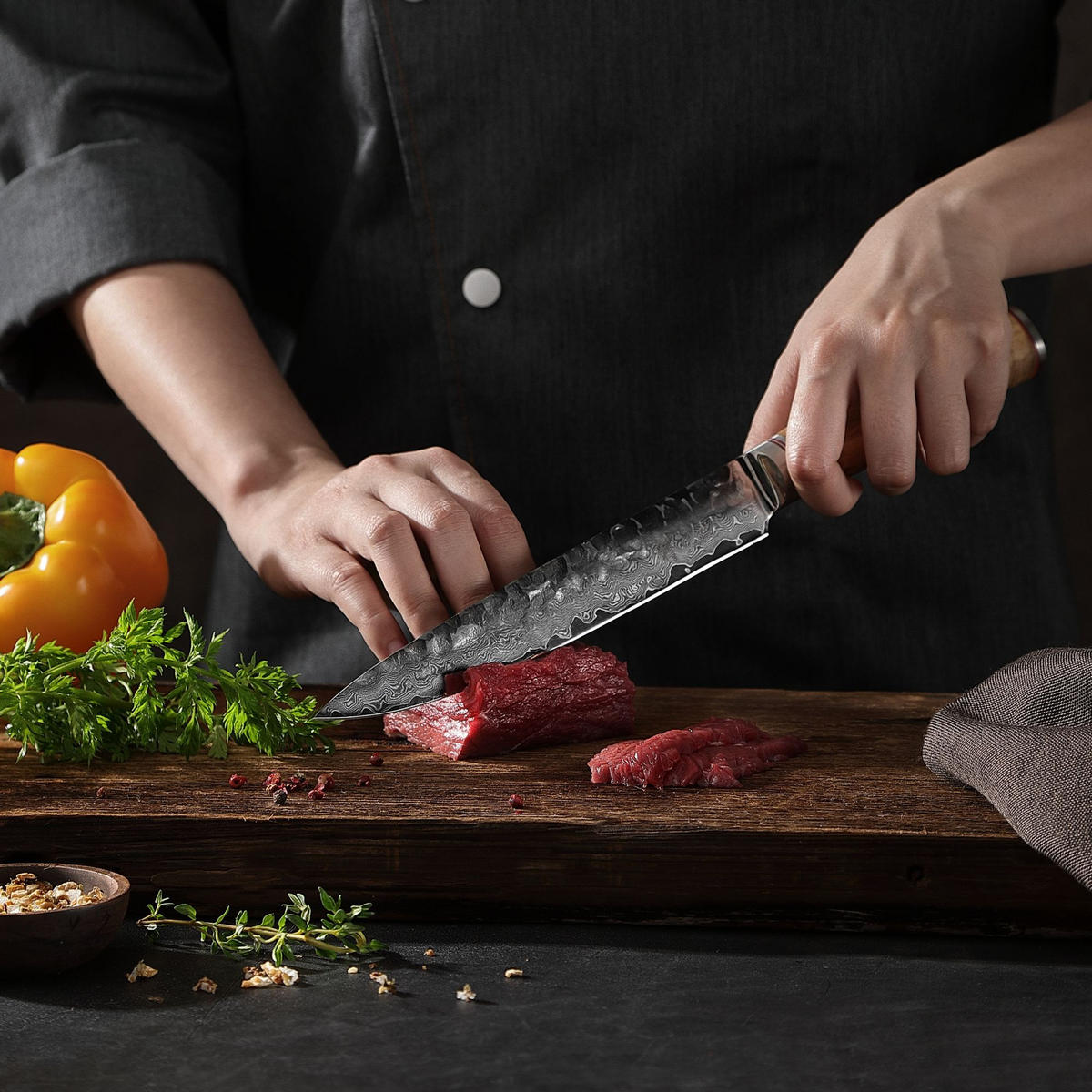 TRANCHIERMESSER 20 cm - Braun, Holz/Metall (34cm) - Wakoli