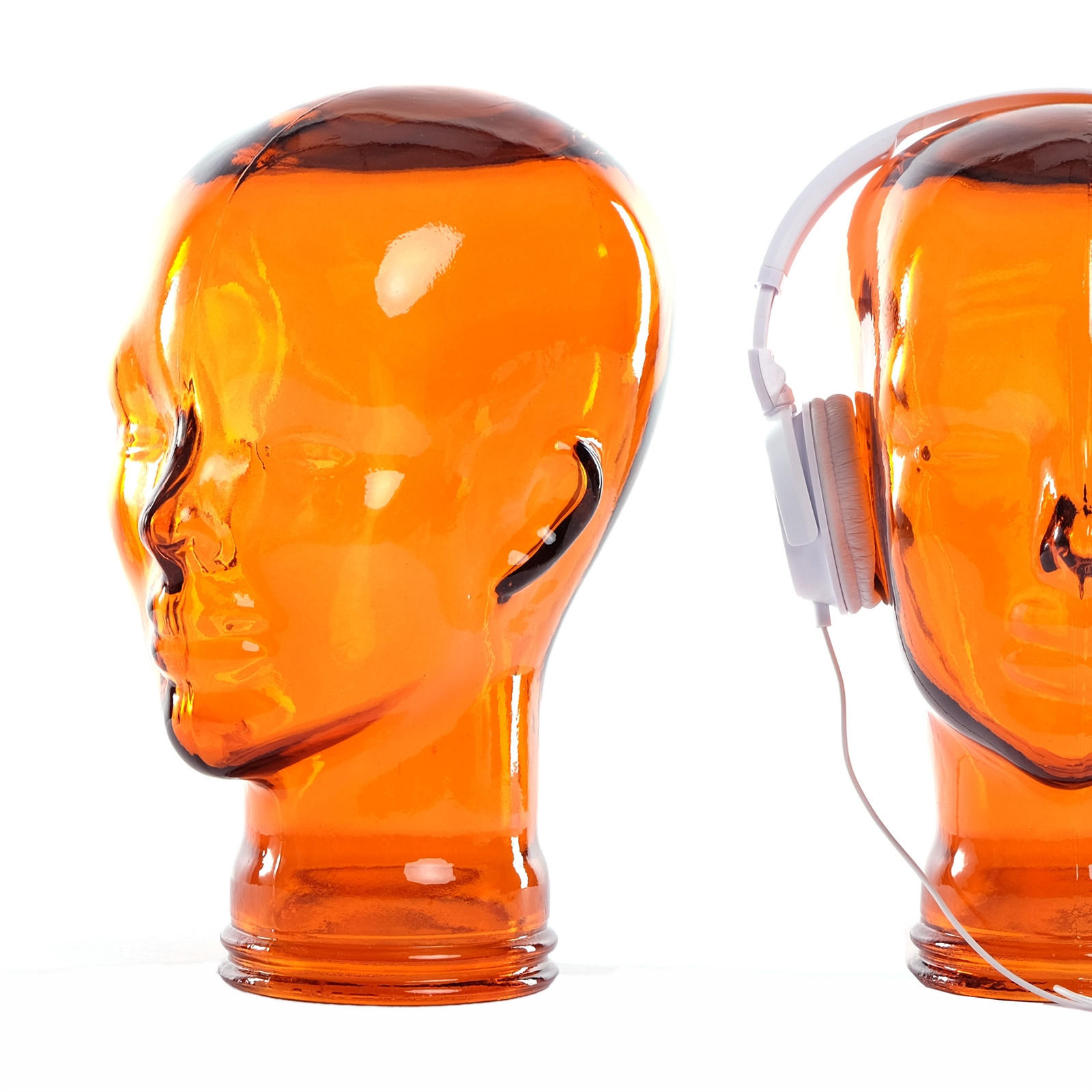 KOPFHÖRERSTÄNDER MICK Glas transparent orange - Orange, Glas (21/29/21cm) - DESIGN DELIGHTS