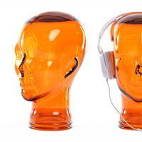 KOPFHÖRERSTÄNDER MICK Glas transparent orange - Orange, Glas (21/29/21cm) - DESIGN DELIGHTS