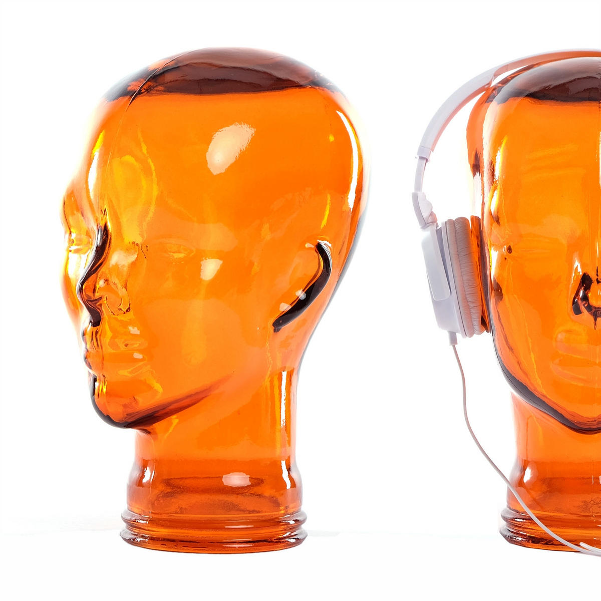 KOPFHÖRERSTÄNDER MICK Glas transparent orange - Orange, Glas (21/29/21cm) - DESIGN DELIGHTS