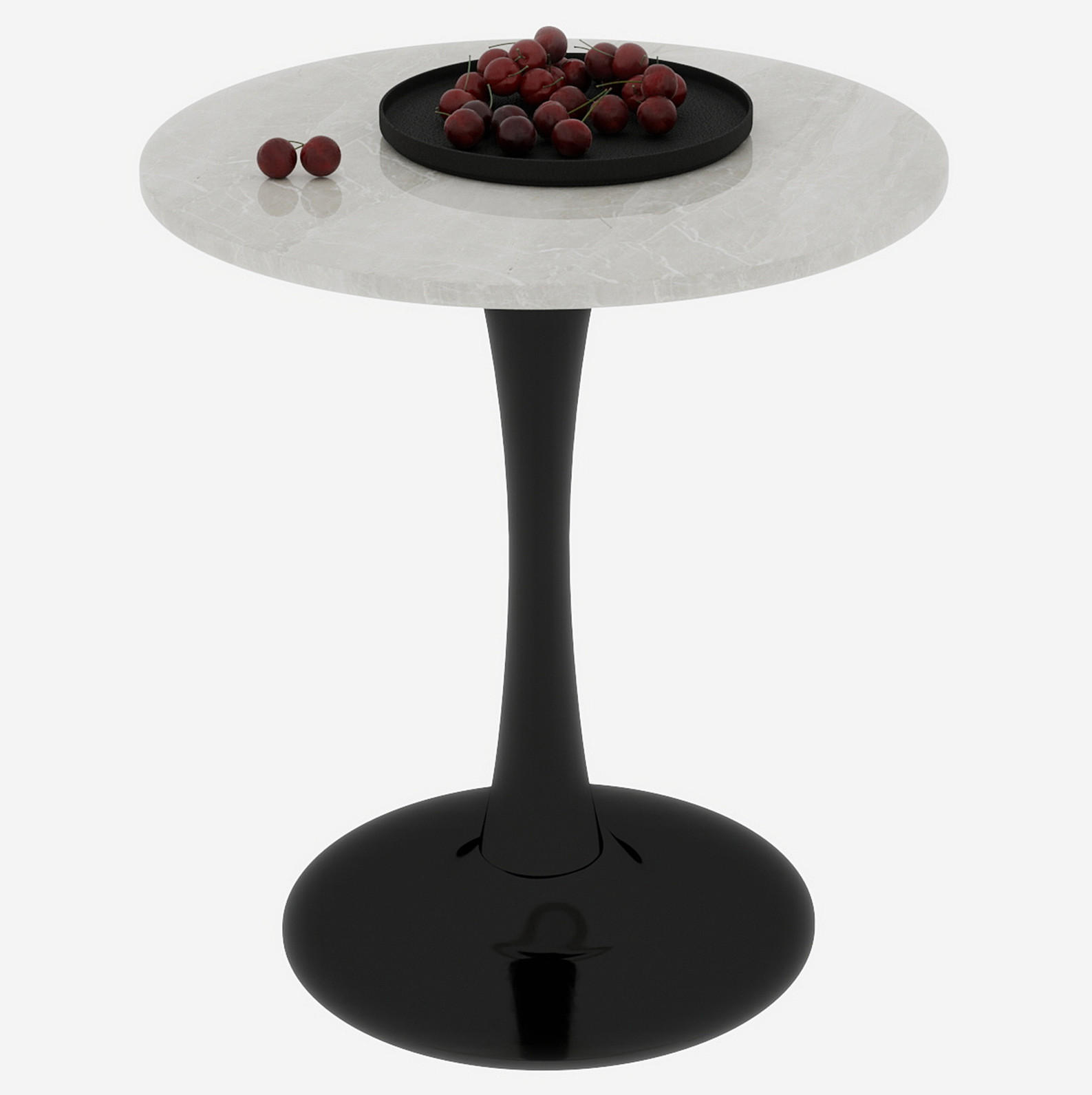 COUCHTISCH 70.1 cm schwarz/weiß aus Kunstmarmor mit runder Tischplatte - Schwarz, Stein (70/70/72cm) - OKMYHOME