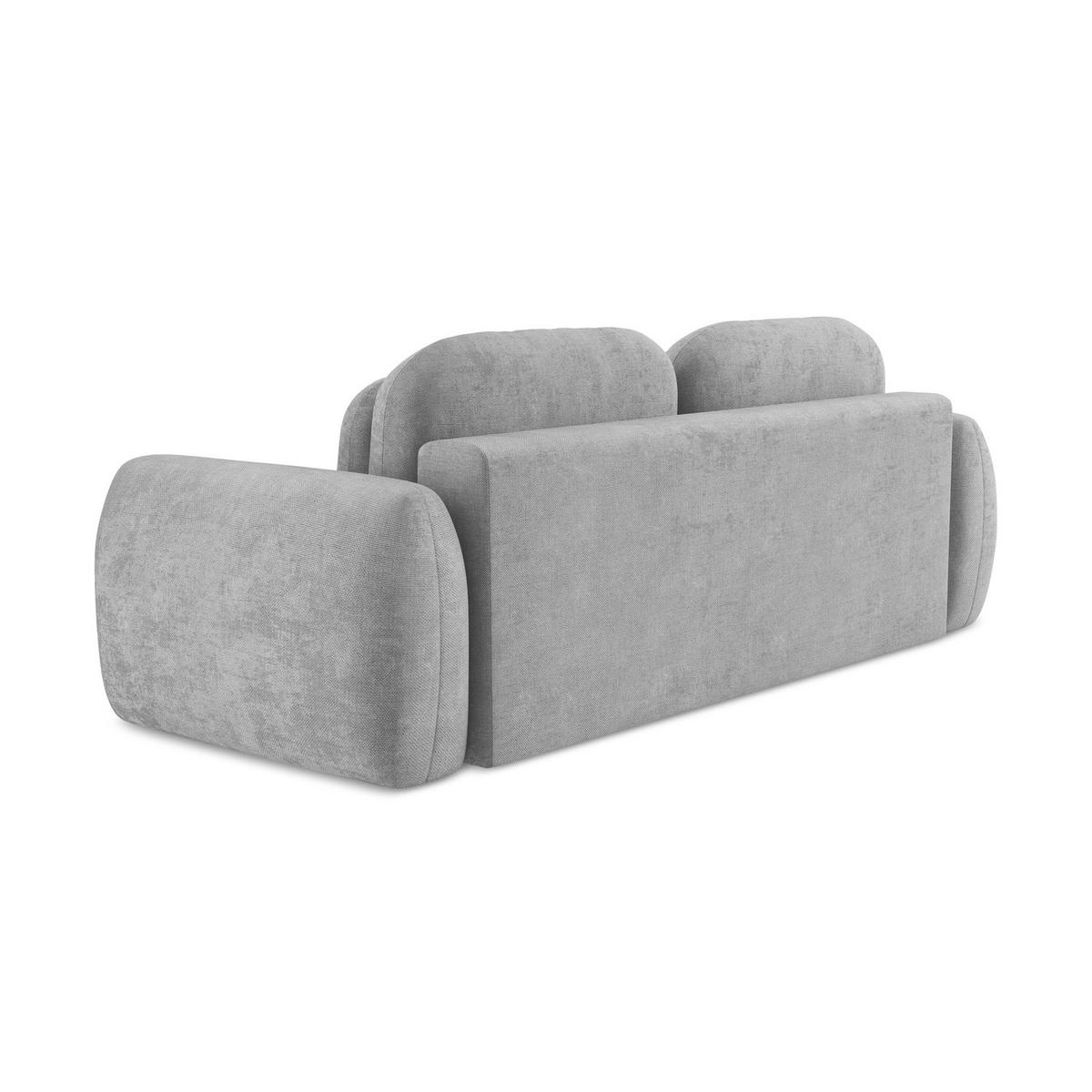 3-SITZER SOFA mit Schlaffunktion Chenille Stoff Grau - Hellgrau/Schwarz, Holzwerkstoff/Kunststoff (266/95/121cm) - LaMiaSofa