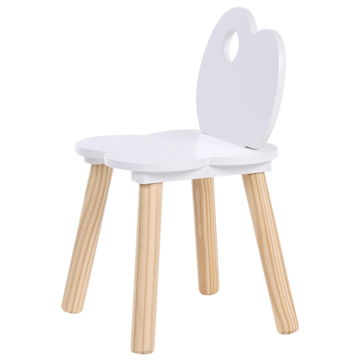 KINDERTISCH und Stuhlset Weiß Cloudy - Hellbraun, Holzwerkstoff (65/77/26cm) - Beliani