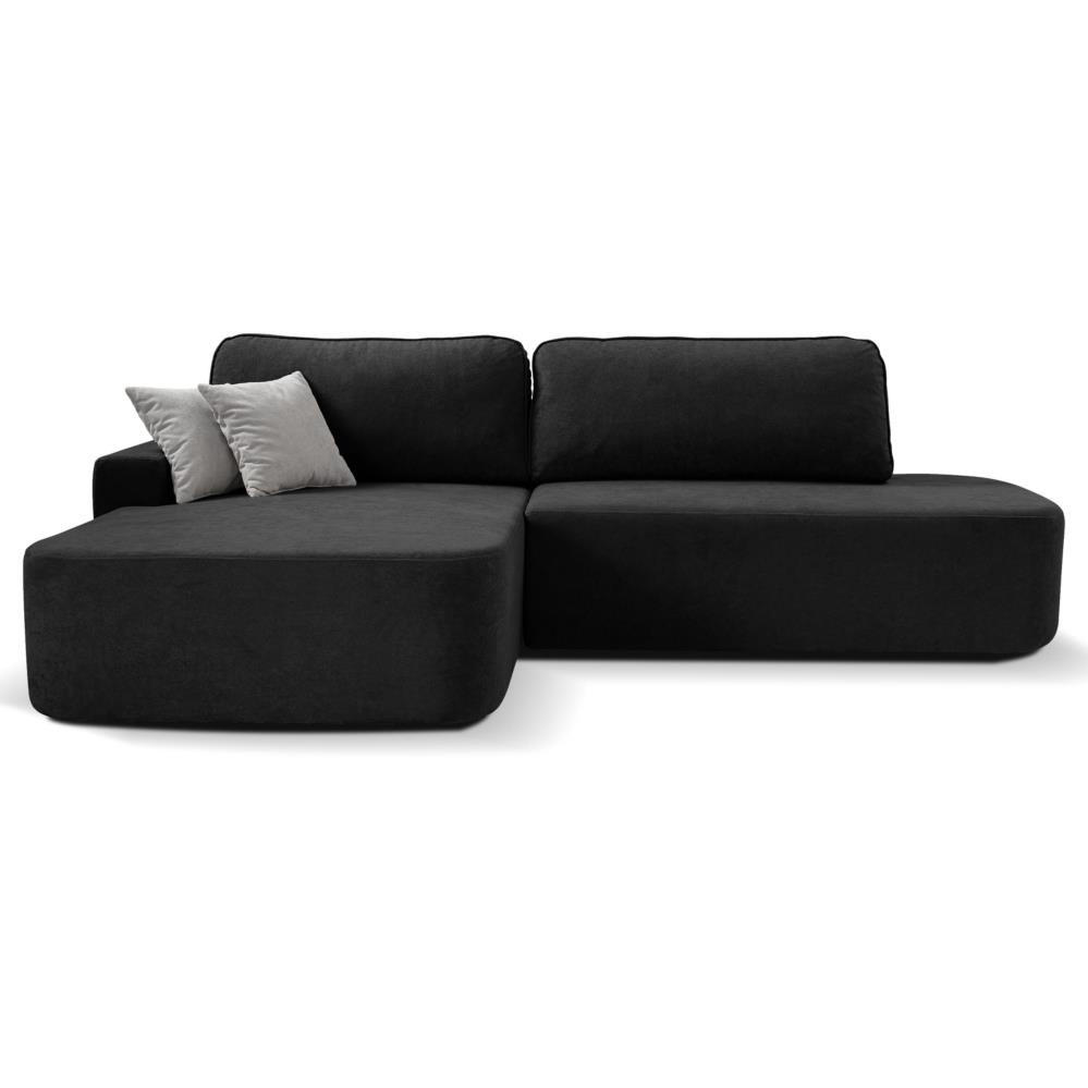 ECKSCHLAFSOFA Gavi schwarz velours links - Schwarz, Textil (269/171cm) - Beautysofa