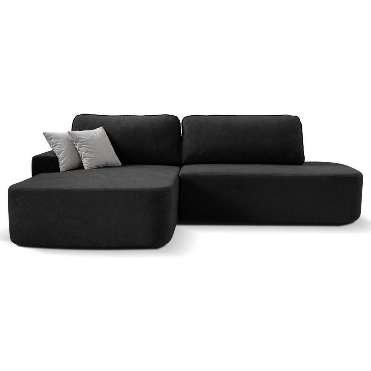 ECKSCHLAFSOFA Gavi schwarz velours links - Schwarz, Textil (269/171cm) - Beautysofa