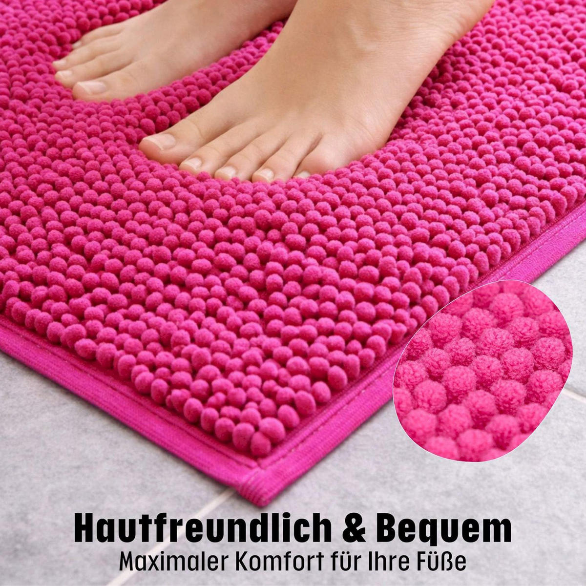 BADEMATTE PARIS - Pink, Textil (45/45cm) - WohnDirect