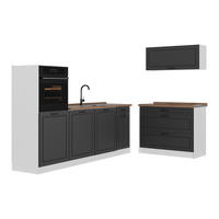 KÜCHENZEILE R-Line, Anthrazit Landhaus/Weiß, 220 cm Arbeitsplatte Goldkraft Eiche - Anthrazit/Weiß, Holzwerkstoff (220/143/60cm) - Vicco