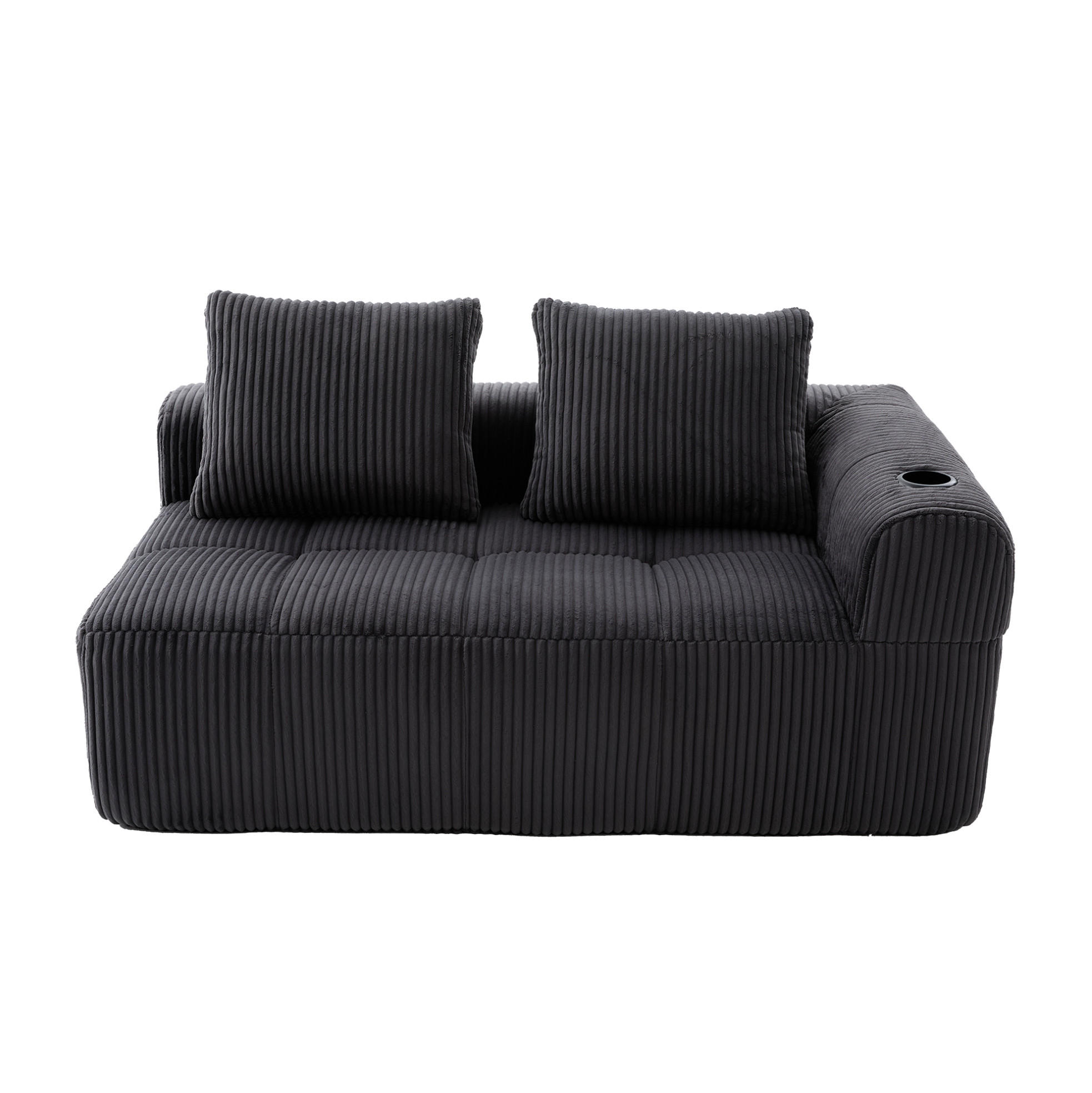 2-SITZER 158/93/61 cm Dunkelgrau aus Cord mit Seitenfächern und Becherhaltern - Dunkelgrau, Textil (93/61/158cm) - OKMYHOME