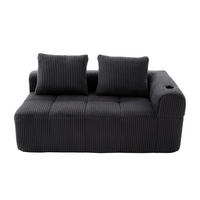2-SITZER 158/93/61 cm Dunkelgrau aus Cord mit Seitenfächern und Becherhaltern - Dunkelgrau, Textil (93/61/158cm) - OKMYHOME
