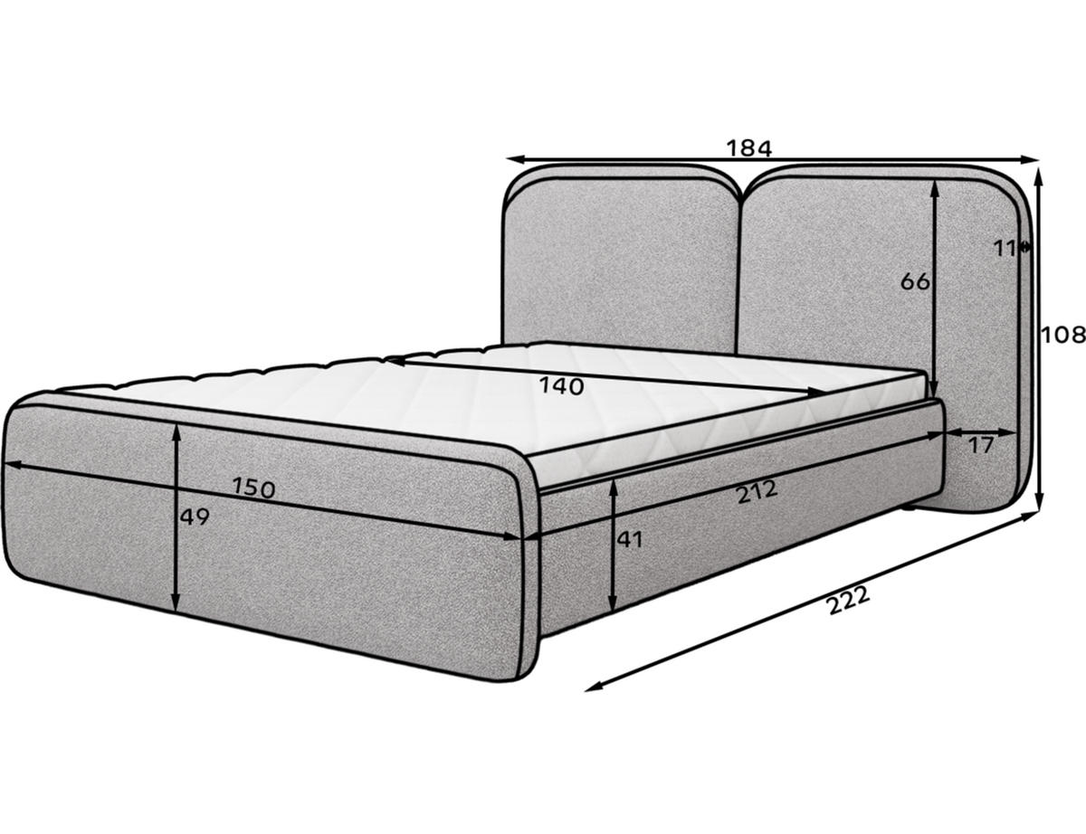 POLSTERBETT Ollival 140x200 cm mit Bettkasten und Metallrahmen – Modernes Designbett ohne Matratze - Grau, Kunststoff (140/200cm) - Wohnideebilder