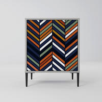 SIDEBOARD VIBRANT PATCHWORK, Grau, 57,5x42x72,5 cm, Schwarze Metallfüße - Multicolor/Schwarz, Holzwerkstoff/Metall (57.5/72.5/42cm) - SpaceRebels