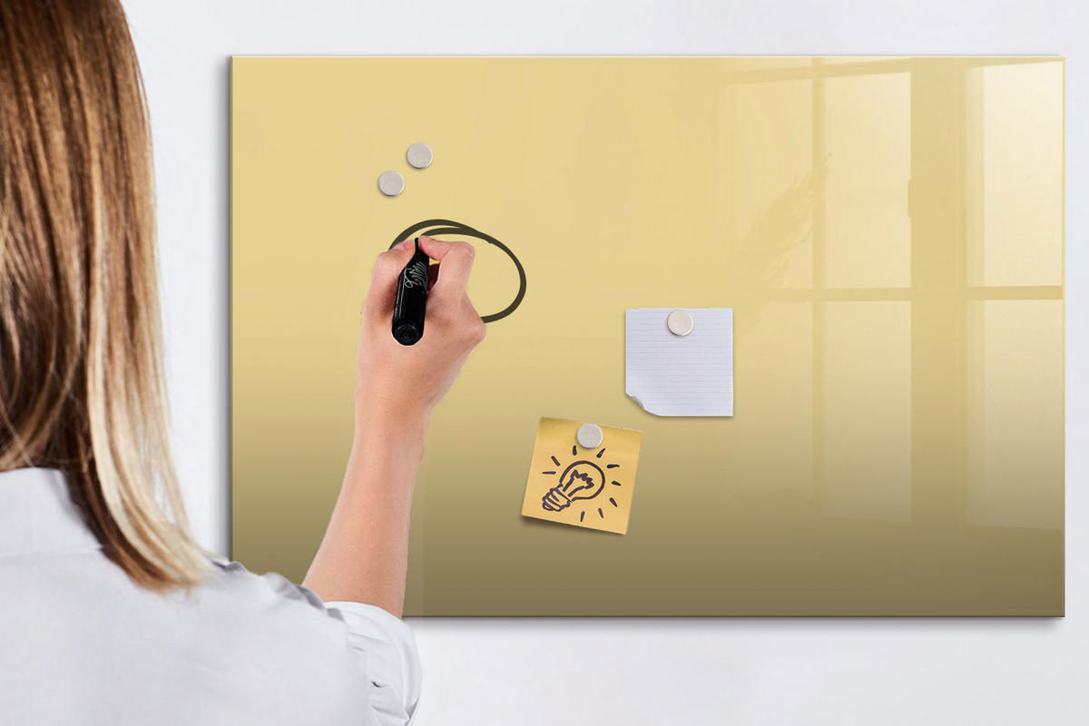 MAGNETTAFEL 90x60 Creme schwarzer Marker - Creme, Glas (90/0.4/60cm) - TULUP