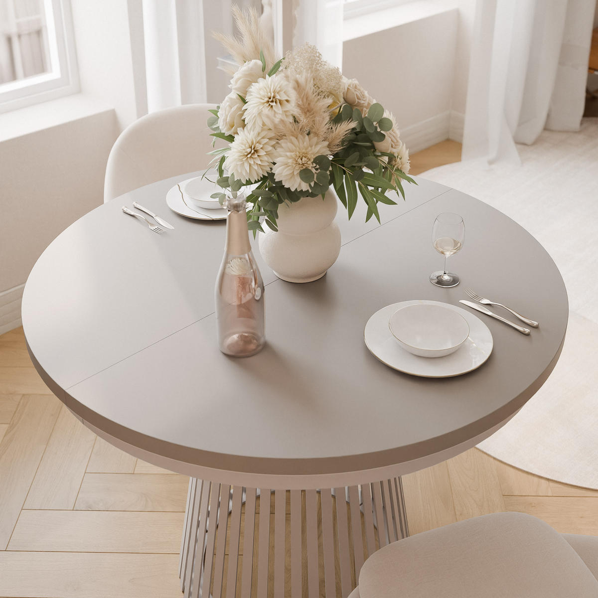 AUSZIEHTISCH AUREA 100-180/75 cm, Kaschmir / Lehmgrau - Kaschmir/Greige, Holzwerkstoff/Metall (100/100/75cm) - Idohome