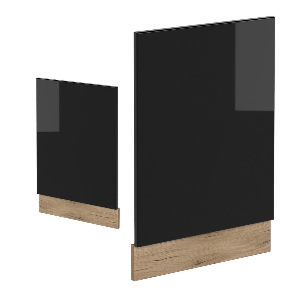 FRONTBLENDE R-Line Schwarz Hochglanz 45 cm, AP Marmor - Schwarz Hochglanz/Eiche Wotan, Holzwerkstoff (45/57.2/1.6cm) - Vicco