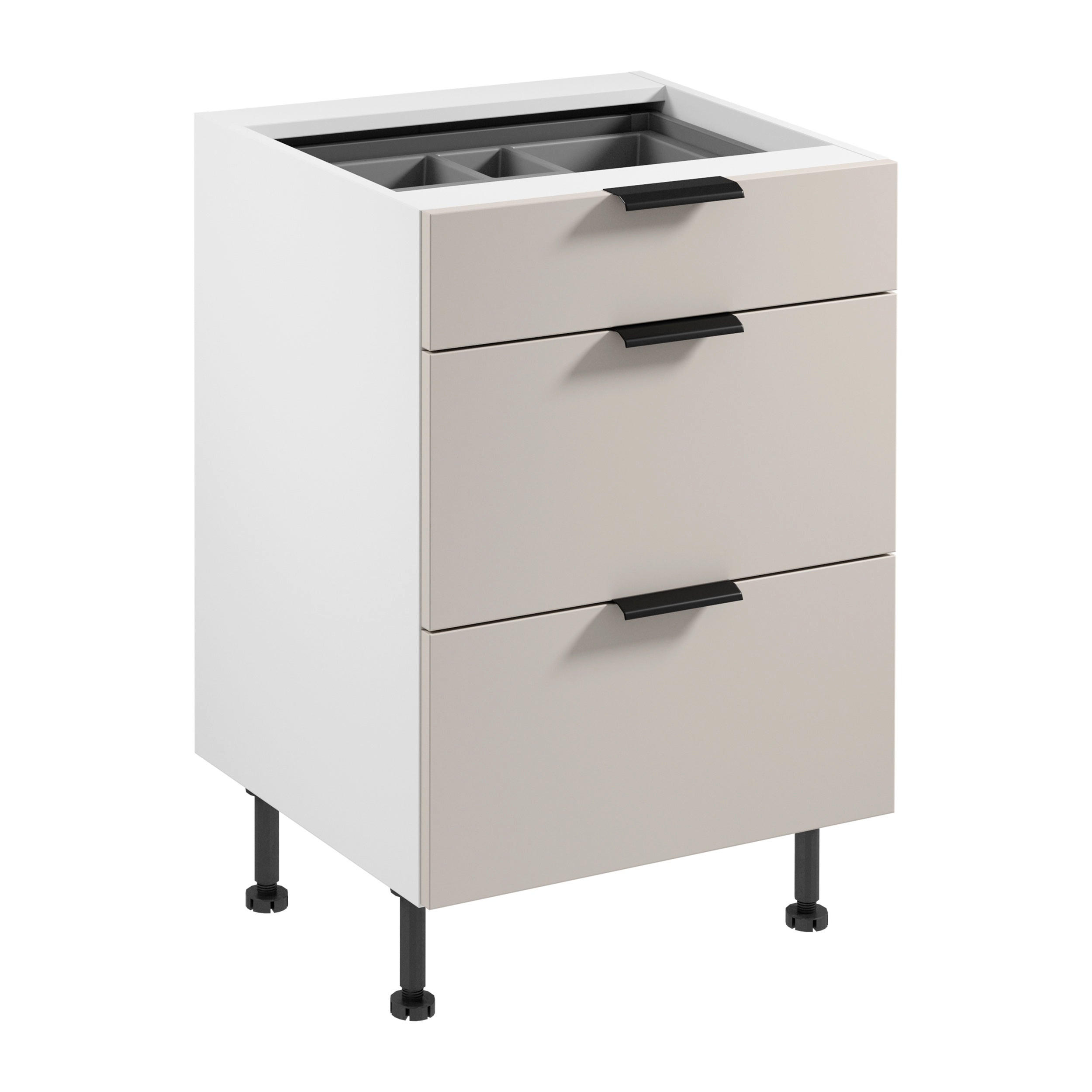 UNTERSCHRANK D60S3 AX – Sorento Weiß Beige – Weiß / Beige - Beige/Weiß, Holzwerkstoff (60/87/52cm) - ROYAL24_MARKT