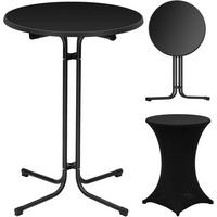 GARTENTISCH klappbar, mit Husse, Ø 80cm, Schwarz - Schwarz, Holzwerkstoff/Metall (80/80/110cm) - Woltu