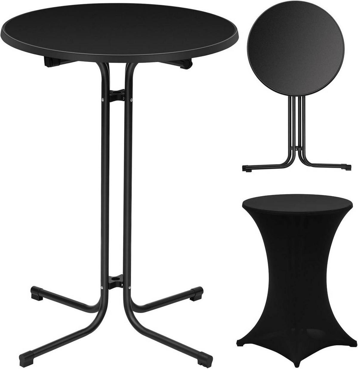 GARTENTISCH klappbar, mit Husse, Ø 80cm, Schwarz - Schwarz, Holzwerkstoff/Metall (80/80/110cm) - Woltu