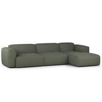 3-SITZER ECKSOFA mit Longchair - Schwarz/Grün, Kunststoff/Textil (317/173cm) - home24
