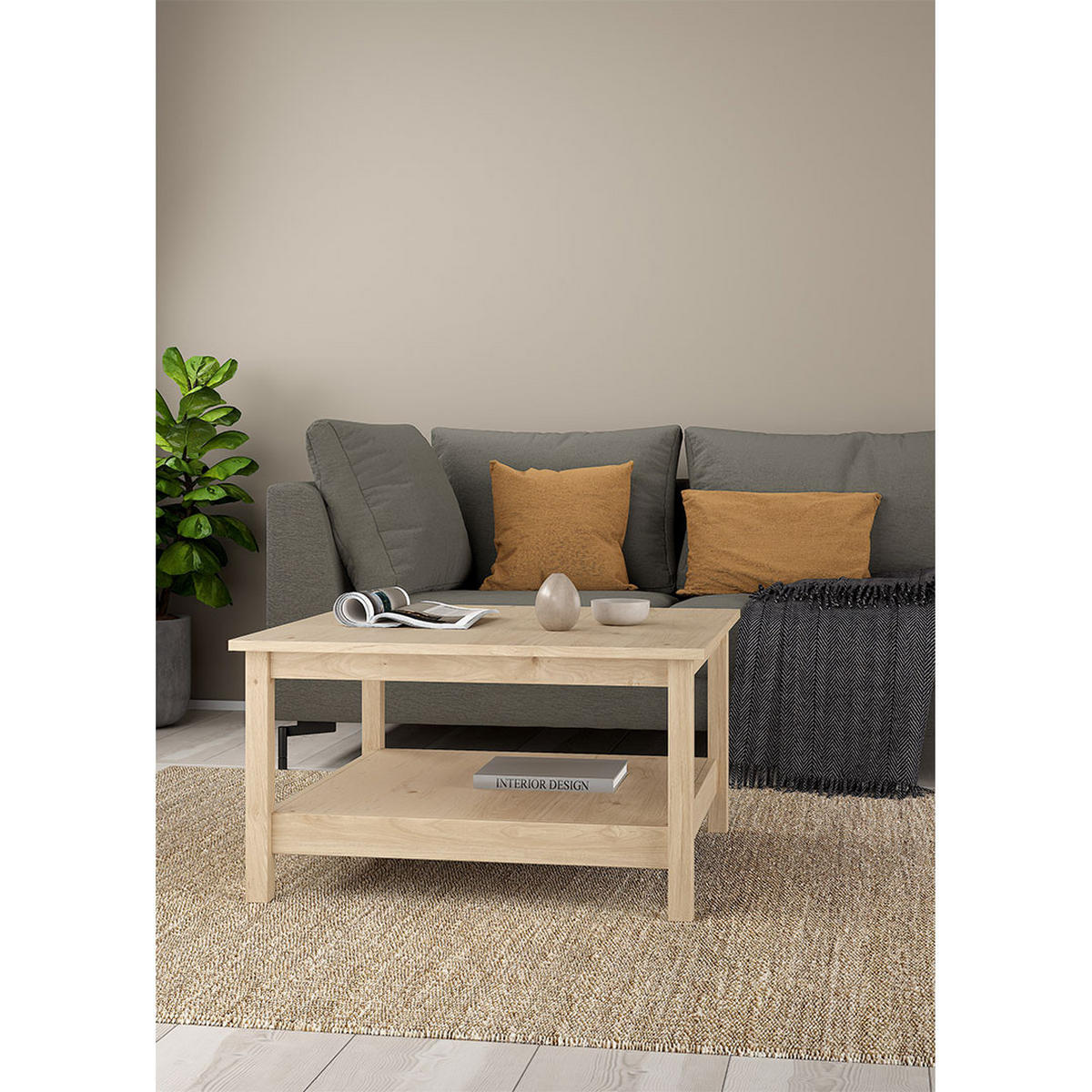 COUCHTISCH, Madrid, Eiche, Spanplatte foliert, 81 x 81 x 45 cm - Eichefarben, Holzwerkstoff (81/81/45cm) - ebuy24