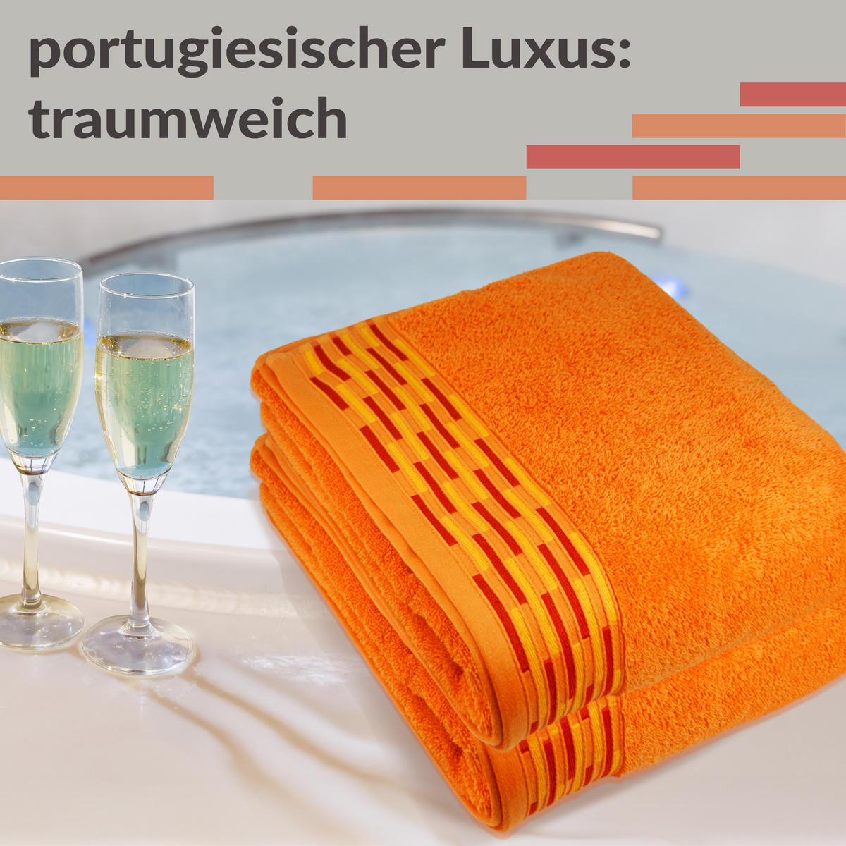 DUSCHTUCH Lugano Orange 2er 70x140 cm - Orange, Textil (70/140cm) - Lashuma