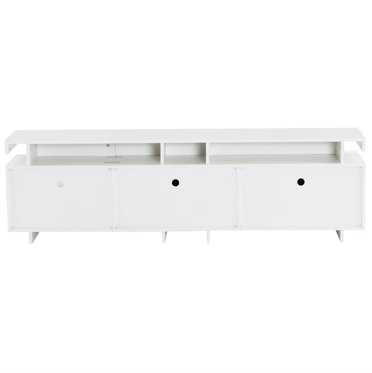 TV-SCHRANK 170/35/50 cm weiß Hochglanz mit LED-Beleuchtung für TVs bis 70 Zoll - Weiß, Holzwerkstoff (170/50/35cm) - OKWISH