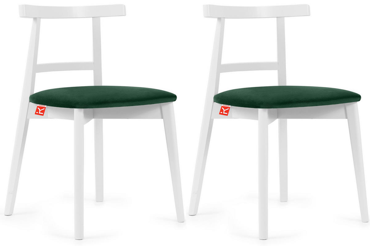 ESSTISCHSTÜHLE LILIO 2 St Vintage, Dunkelgrün / weiß - Dunkelgrün/Weiß, Holz/Textil (47/76/45cm) - KONSIMO®