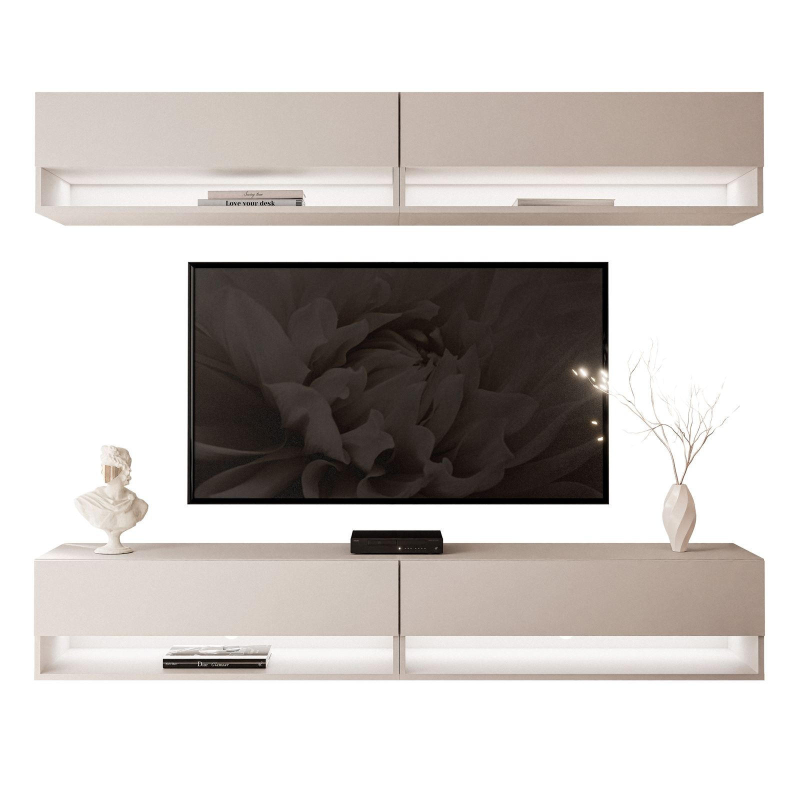 WOHNWAND Calante mit LED-Beleuchtung - Kaschmir, Holzwerkstoff (180/30/35cm) - Lookway
