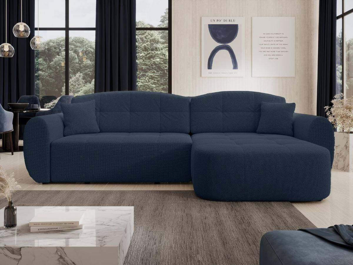 ECKSOFA Avessio Dunkelblau - Schwarz/Dunkelblau, Holz/Kunststoff (282/170cm) - Graingold