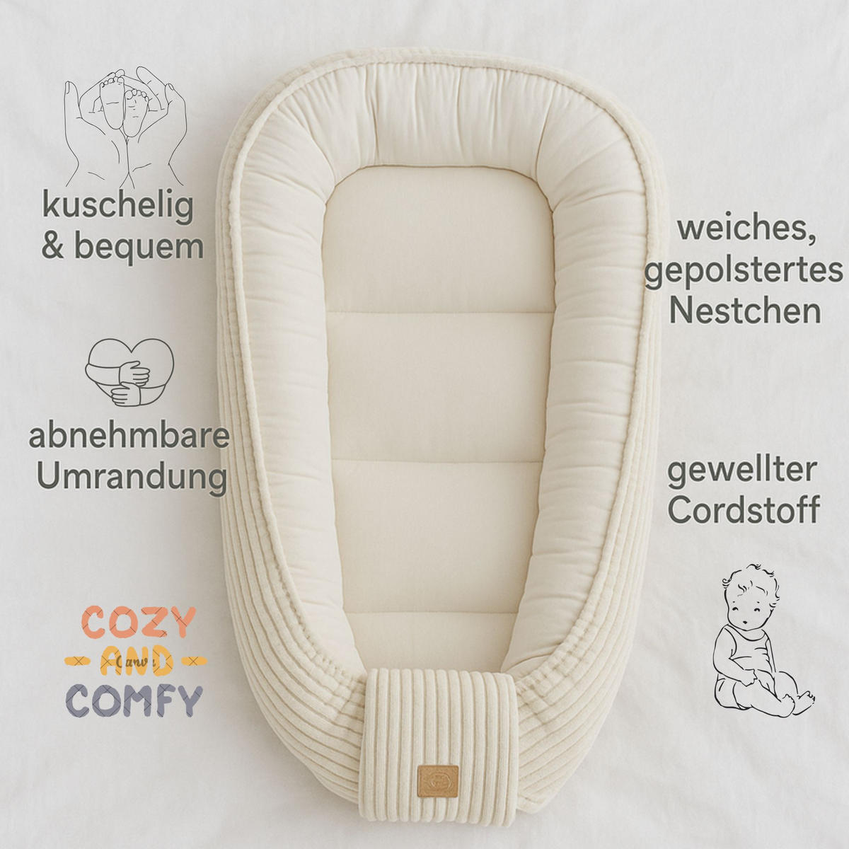 BABYNEST, Aesthetic, - Grau, Textil (55/83cm) - MeowBaby