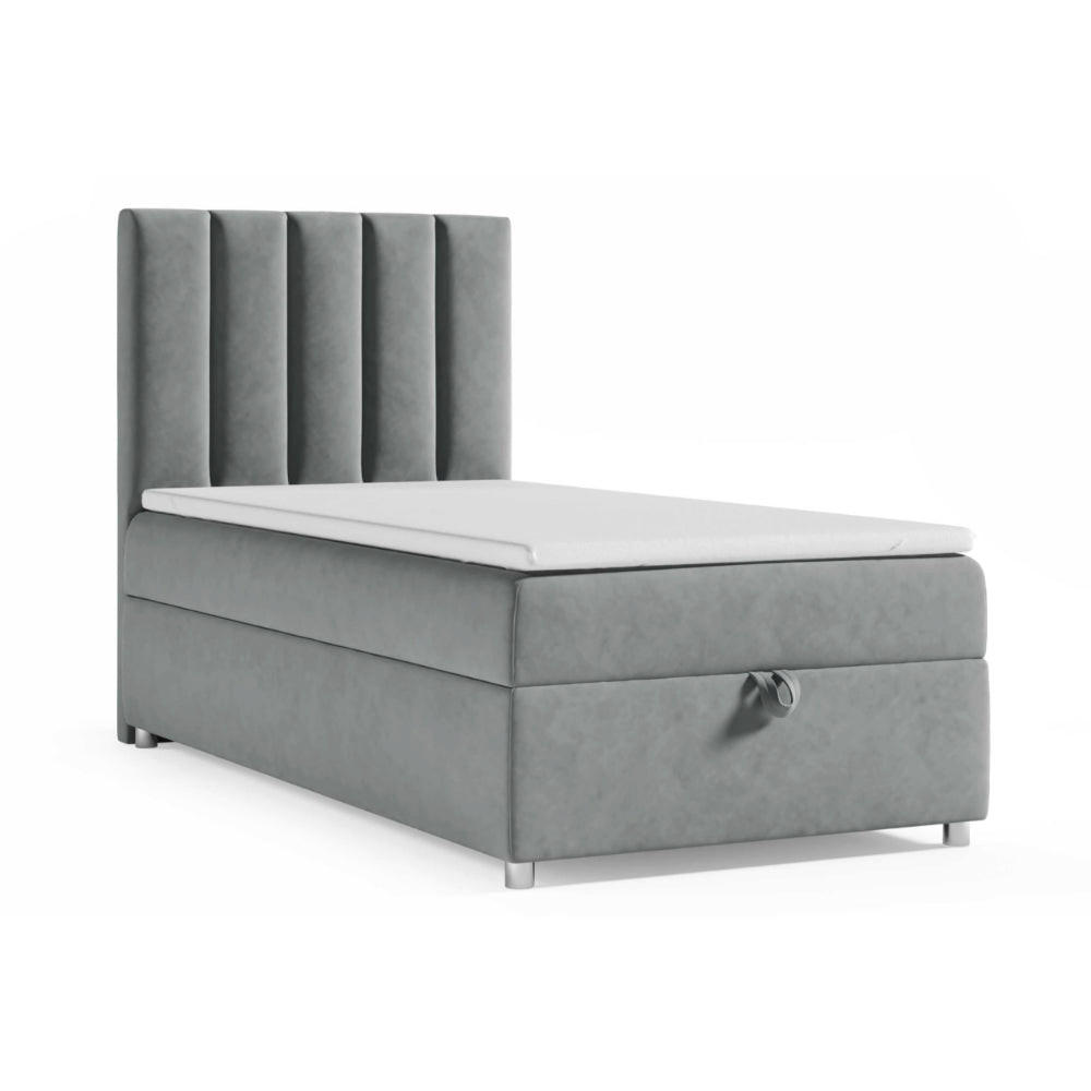 BOXBETT mit Bettkasten Trinity K10-SINGLE Bonellfederkern inkl. Topper - Grau, Holz/Holzwerkstoff (70/200cm) - Best For Home