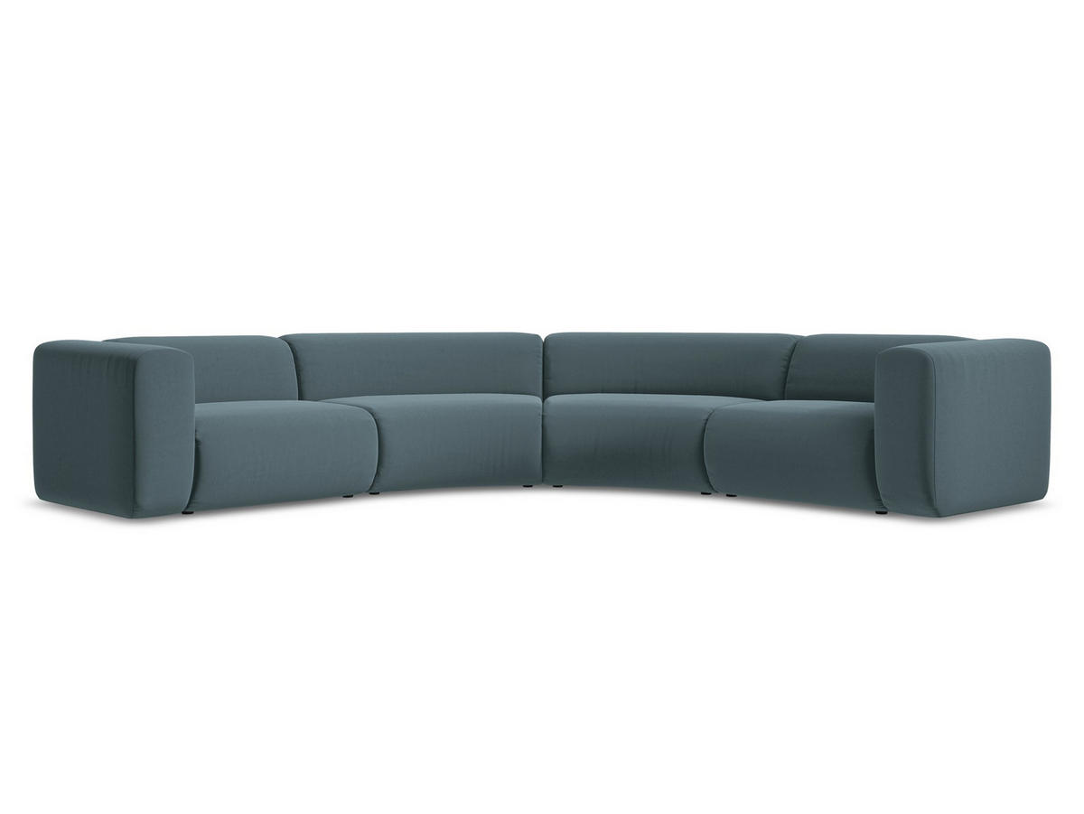 ECKSOFA Samt Stoff Blau - Blau/Petrol, Kunststoff/Textil (318/318cm) - Makamii