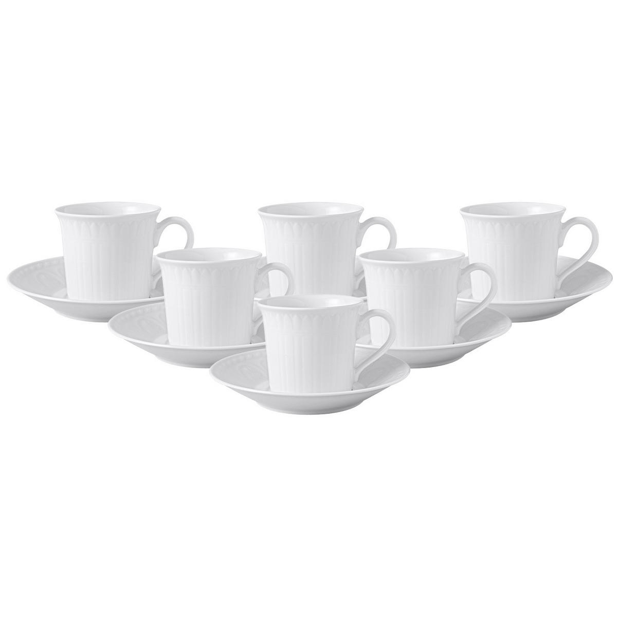 KAFFEETASSEN MIT UNTERTASSEN Cellini weiß 200 ml 6er Set - Weiß, Keramik (1/1/1cm) - Villeroy & Boch