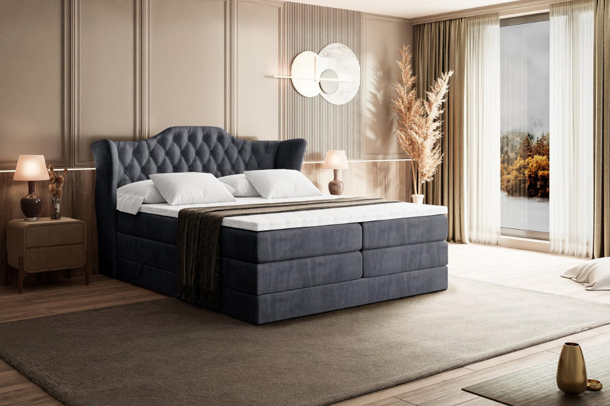 BOXSPRINGBETT VILA KING - 160x200 - H3/H4 - Dunkelgrau - Dunkelgrau, Holzwerkstoff (160/200cm) - ALTDECOR