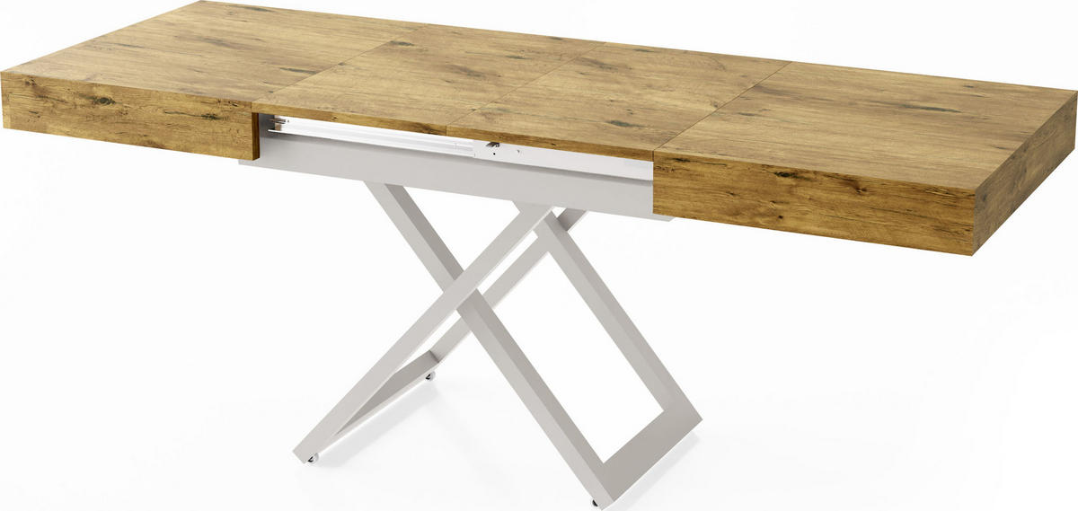 COUCHTISCH Cavetta U höhenverstellbar ausziehbar, Lancelot Eiche 120-200/80/27-76 cm - Kaschmir/Eichefarben, Holzwerkstoff/Metall (80/120/76cm) - WFL GROUP