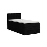 BOXSPRINGBETT JUNG 2 100/200 Cord Schwarz mit Matratzen H3 + H4 - Schwarz, Holz/Holzwerkstoff (100/200cm) - Deine Möbel 24