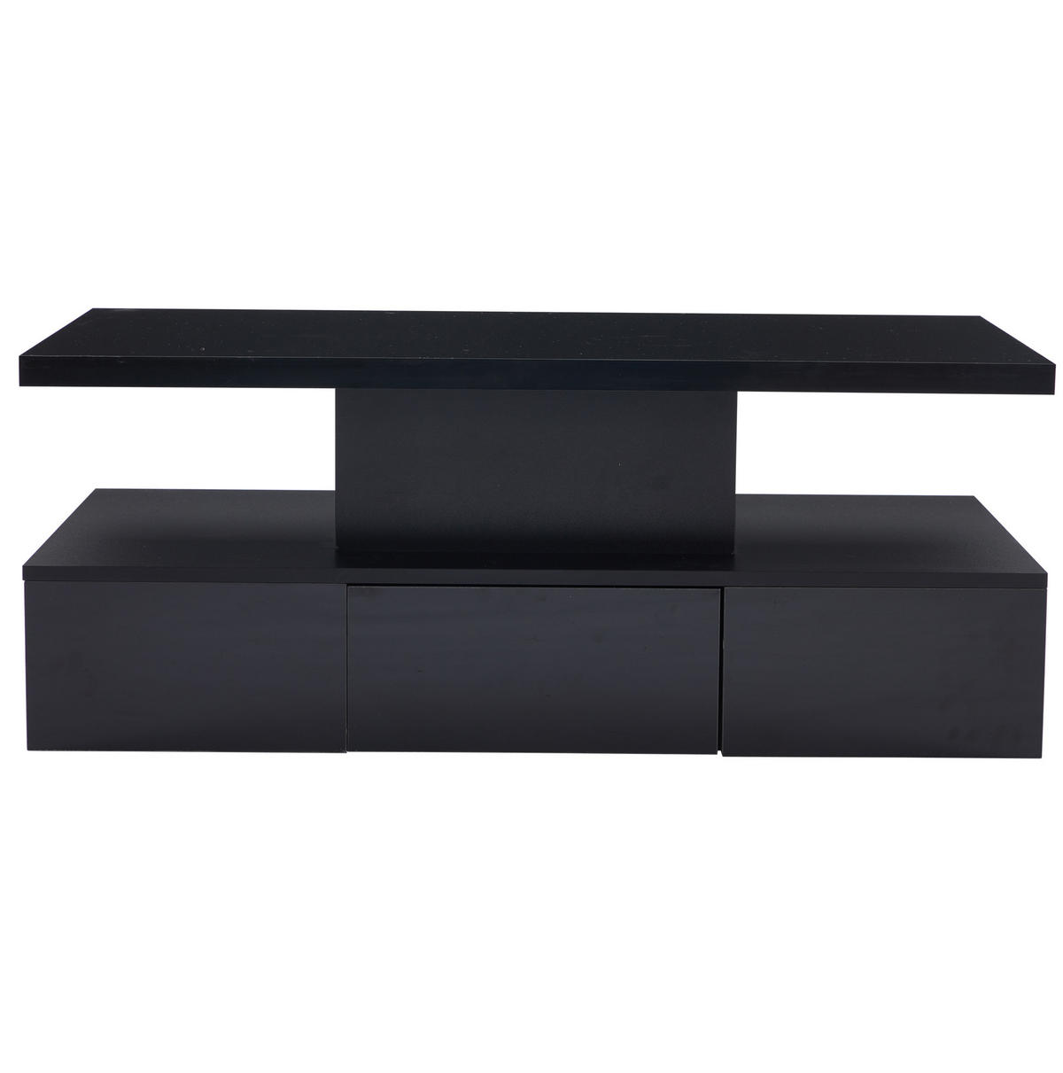 COUCHTISCH 100/50/39 cm mit LED-Beleuchtung, Hochglanz und 1 Schublade - Schwarz, Holzwerkstoff (100/50/39cm) - Flora Grace