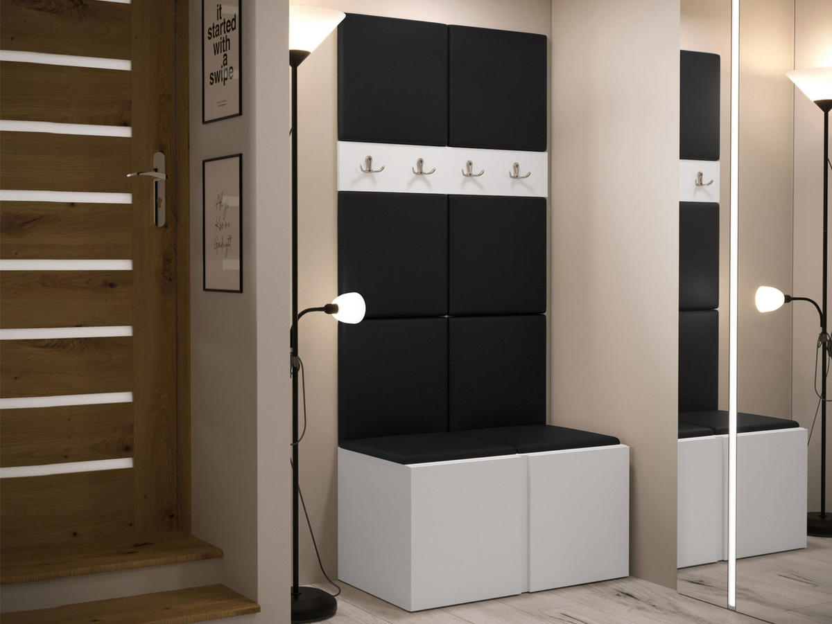 GARDEROBEN-SET Orion IV - Schwarz/Weiß, Holzwerkstoff/Kunststoff (84/186/46cm) - MIRJAN24