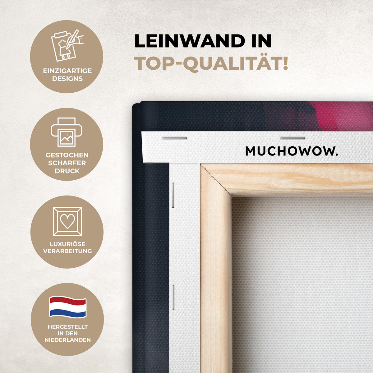 LEINWANDBILD Panda - Jacke - Graffiti - Orange Wandbilder 80x60 cm - Orange, Textil (80/60cm) - MuchoWow