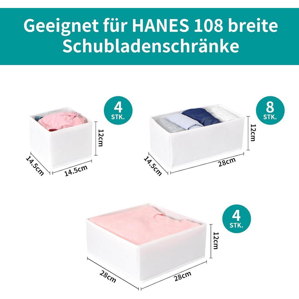 SCHUBLADEN Organizer 16er Set Weiß - Weiß, Textil (28/12/28cm)