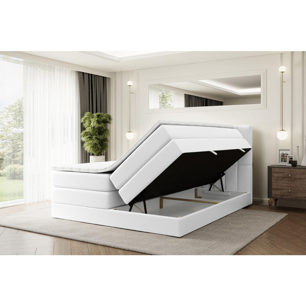 Thumbnail - Altdecor Boxspringbett, Weiß Hochglanz, Holzwerkstoff, Höhe ca. 20 cm, 140x200 cm, Schlafzimmer, Betten, Boxspringbetten