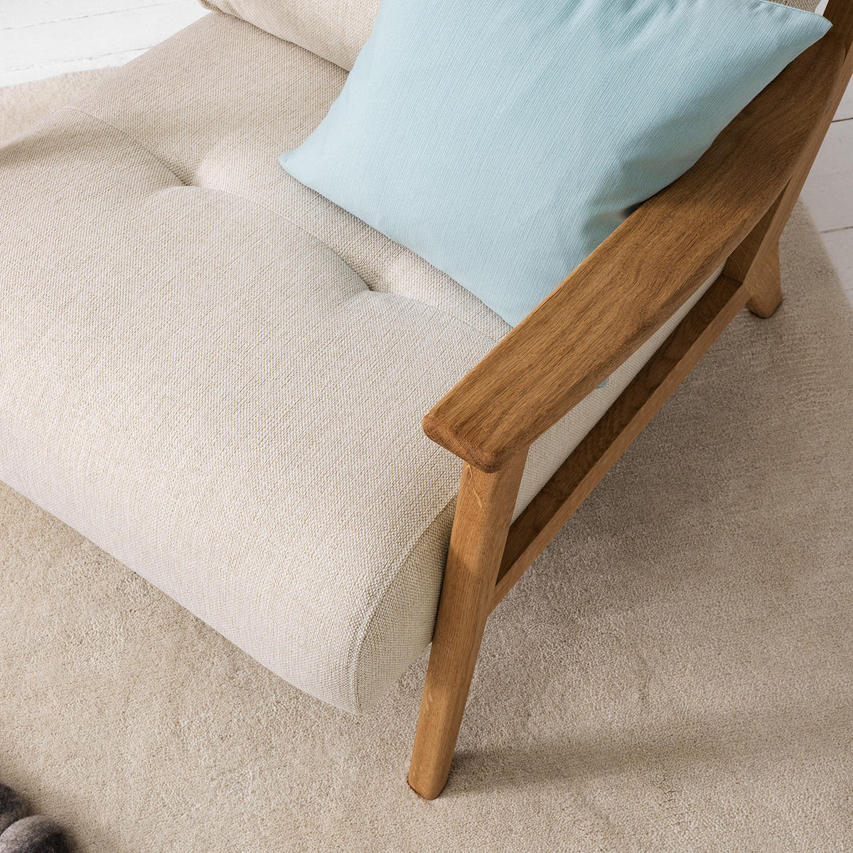 SESSEL - Beige/Braun, Eichenholz/Holz (83/80/75cm) - home24