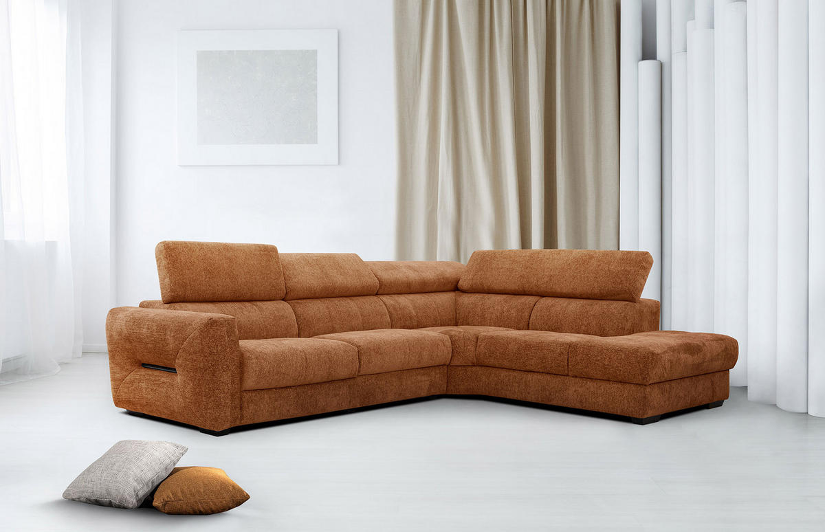 ECKSOFA CALVERA 5-Sitzer, dunkelorange - Dunkelorange, Holzwerkstoff/Textil (298/239cm) - Courtois Laville