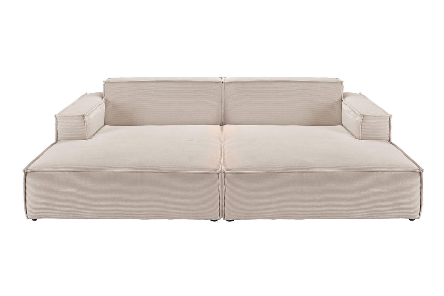 BIG SOFA SAMU Beige Cord - Beige/Schwarz, Textil (256/72/168cm) - KAWOLA