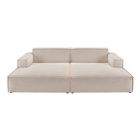 BIG SOFA SAMU Beige Cord - Beige/Schwarz, Textil (256/72/168cm) - KAWOLA