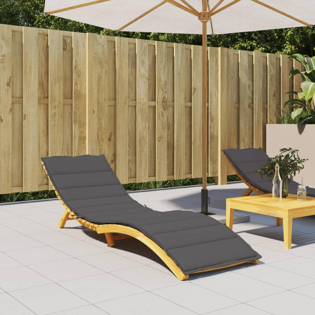 SONNENLIEGEN-AUFLAGE Anthrazit 200/60/3 Cm Oxford-Gewebe - Anthrazit, Textil (60/3/200cm) - vidaXL